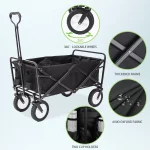 220lb Folding Wagon Utility Garden Cart for Outdoor Camping Black - Image 4