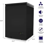 Chest Freezer – 3.5 Cu Ft with 2 Removable Baskets – Reach In Freezer Chest – Quiet Compact Freezer – 7 Temperature Settings – Black - Image 2