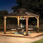 10 ft. x 10 ft. Cedar Framed Gazebo with Steel 2-Tier Hip Roof Hardtop - Image 3