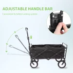 220lb Folding Wagon Utility Garden Cart for Outdoor Camping Black - Image 5